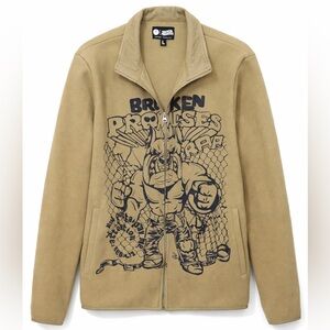 Broken Promises Graphic Fleece Zip-Up Jacket Size L Super Soft Streetwear NWT